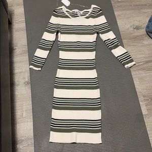 Charlotte Russe Green and Cream Body Con Dress